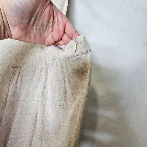 Hem & Thread NWT Beige Linen‎ Viscose Jumpsuit With Ruffled Adjustable Straps L - Picture 9 of 16